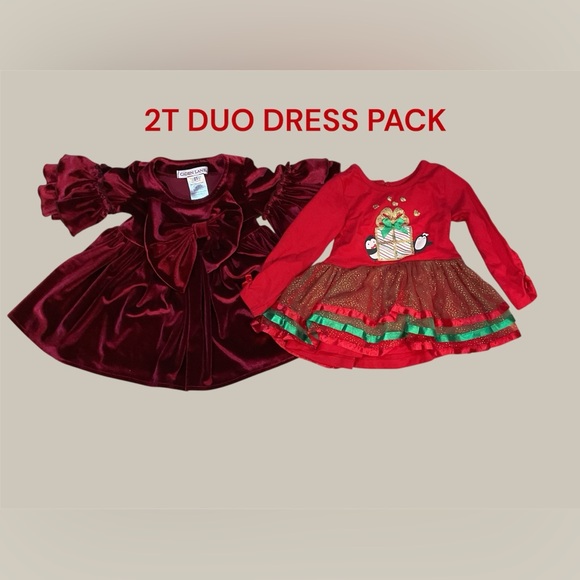 2 PACK OF WINTER DRESSES FOR LITTLE GIRLS SIZE 2T - Picture 1 of 3